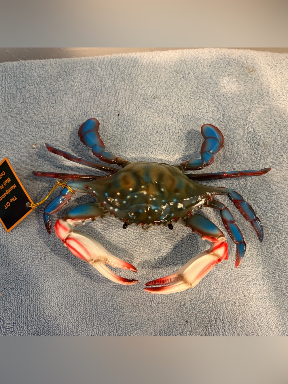 Blue Crab, 10” Wall Decor. Hand painted. Nautical Beach Decor.